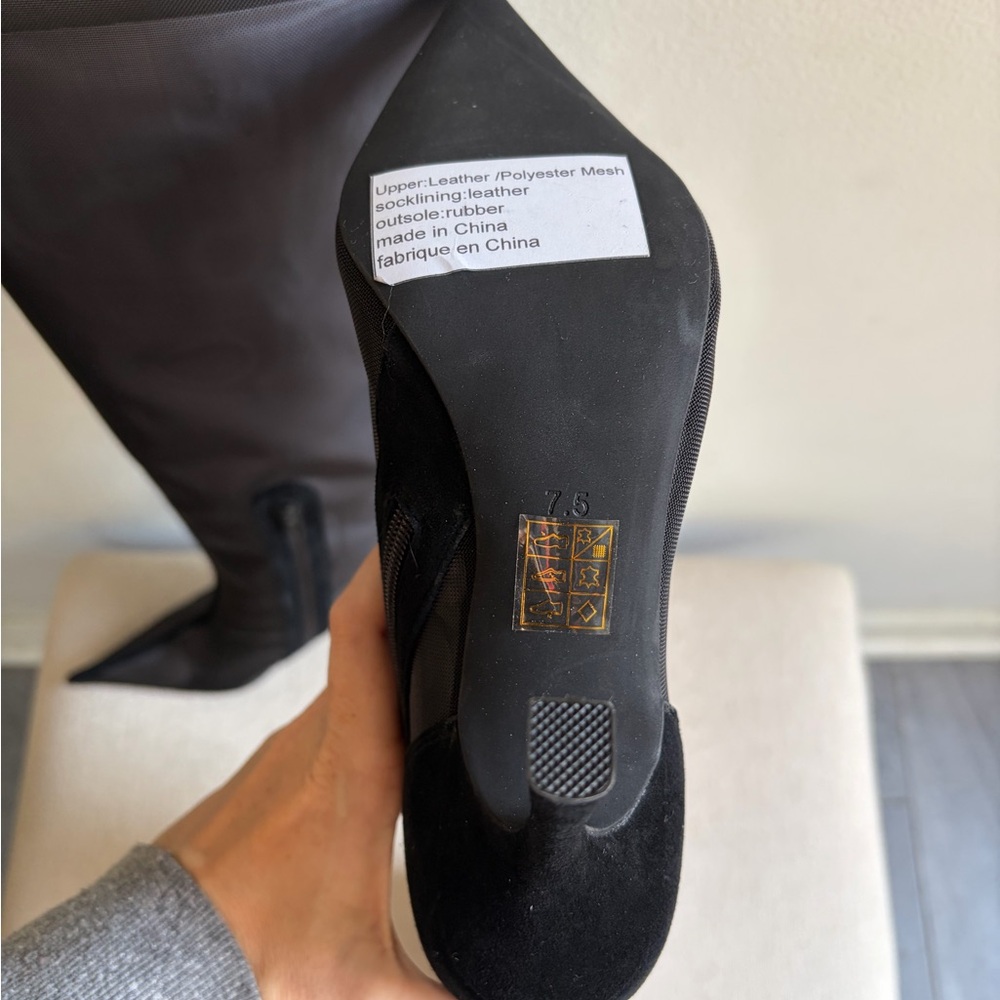 NIB! JEFFREY CAMPBELL Peepshow Black Mesh Suede Combo Boots Size 7.5 - Picture 5 of 7